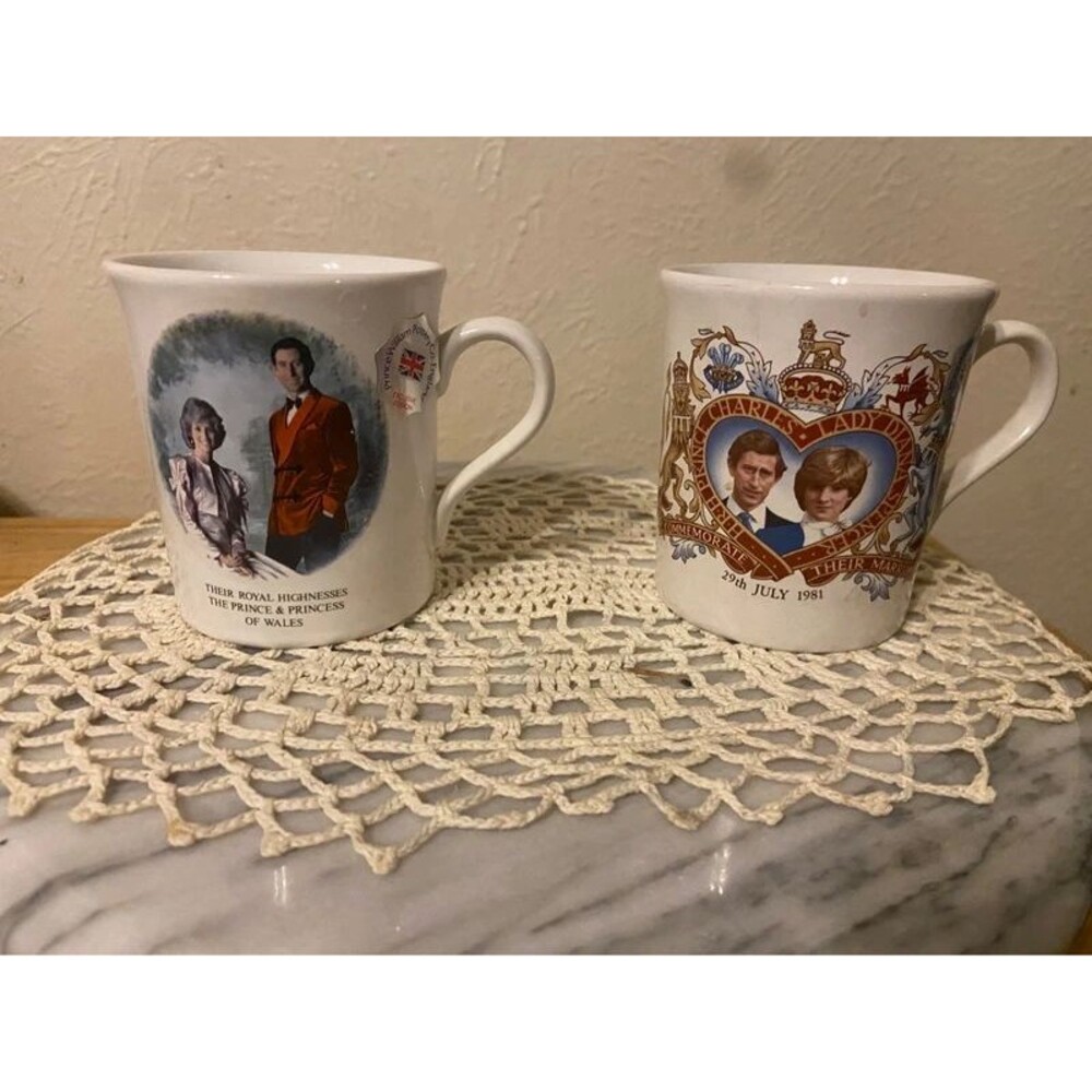 1981 Royal Wedding Mugs Pair  Prince Charles & Princess Diana
